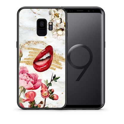 Θήκη Samsung S9 Red Lips από τη Smartfits με σχέδιο στο πίσω μέρος και μαύρο περίβλημα | Samsung S9 Red Lips case with colorful back and black bezels