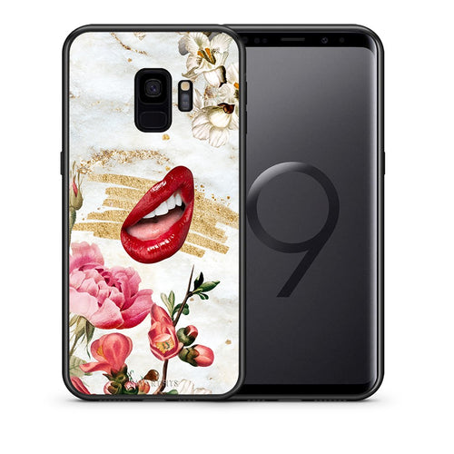 Θήκη Samsung S9 Red Lips από τη Smartfits με σχέδιο στο πίσω μέρος και μαύρο περίβλημα | Samsung S9 Red Lips case with colorful back and black bezels