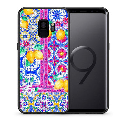 Θήκη Samsung S9 Retro Spring από τη Smartfits με σχέδιο στο πίσω μέρος και μαύρο περίβλημα | Samsung S9 Retro Spring case with colorful back and black bezels