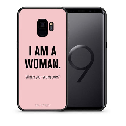 Θήκη Samsung S9 Superpower Woman από τη Smartfits με σχέδιο στο πίσω μέρος και μαύρο περίβλημα | Samsung S9 Superpower Woman case with colorful back and black bezels