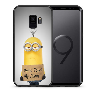 Θήκη Samsung S9 Minion Text από τη Smartfits με σχέδιο στο πίσω μέρος και μαύρο περίβλημα | Samsung S9 Minion Text case with colorful back and black bezels