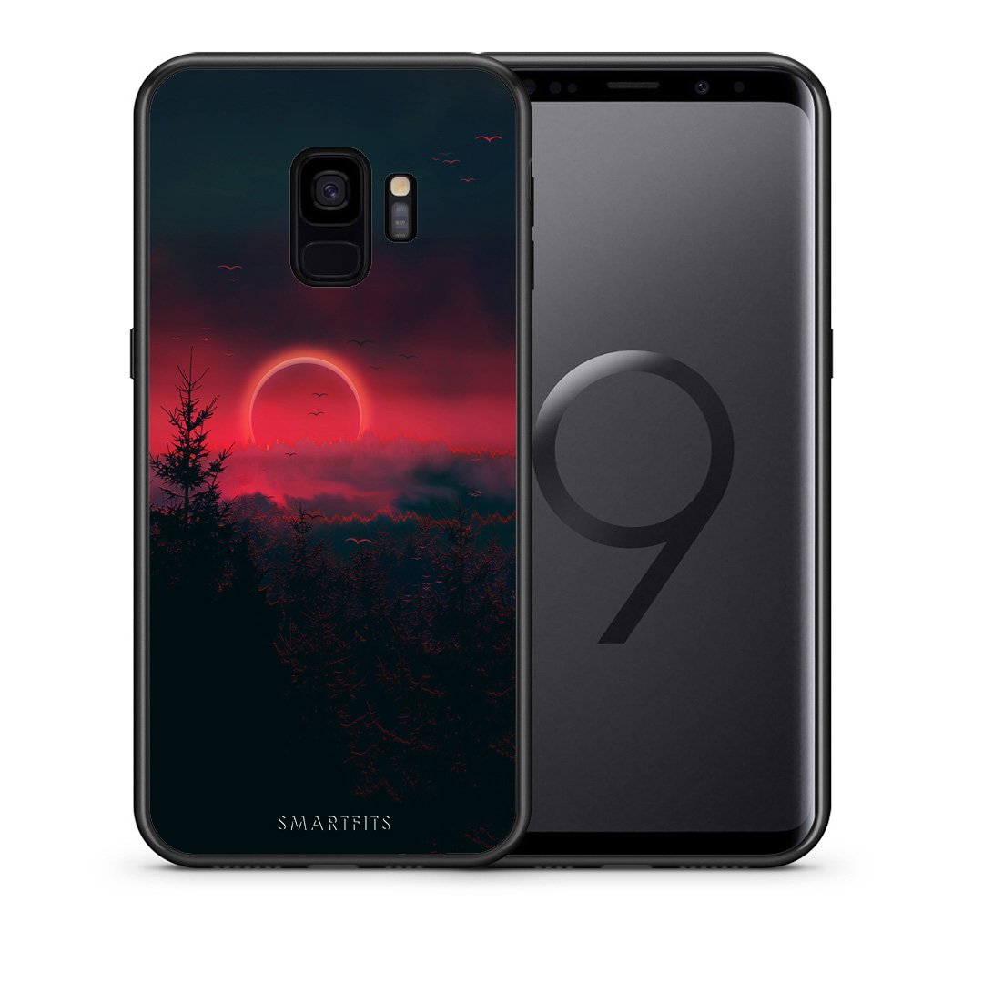 Θήκη Samsung S9 Sunset Tropic από τη Smartfits με σχέδιο στο πίσω μέρος και μαύρο περίβλημα | Samsung S9 Sunset Tropic case with colorful back and black bezels