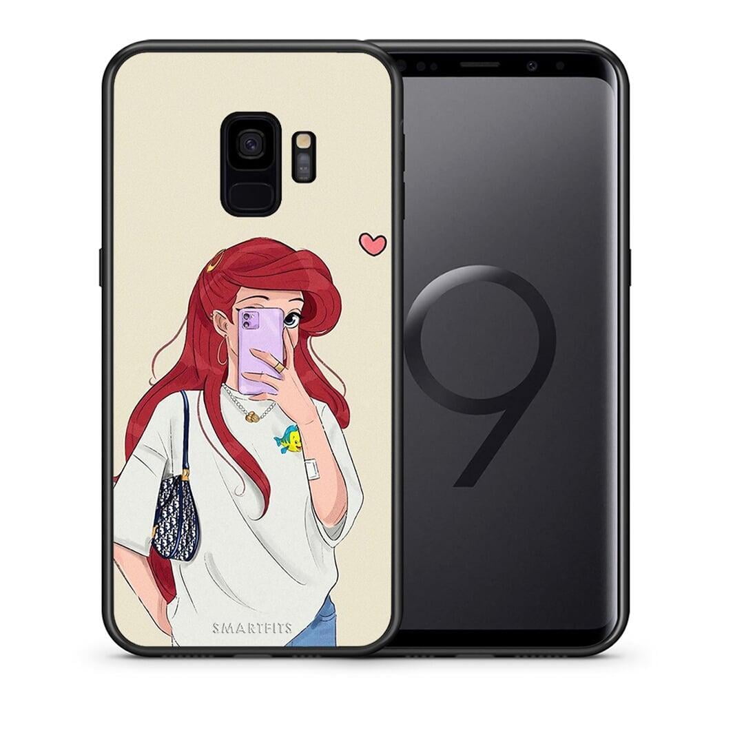 Θήκη Samsung S9 Walking Mermaid από τη Smartfits με σχέδιο στο πίσω μέρος και μαύρο περίβλημα | Samsung S9 Walking Mermaid case with colorful back and black bezels