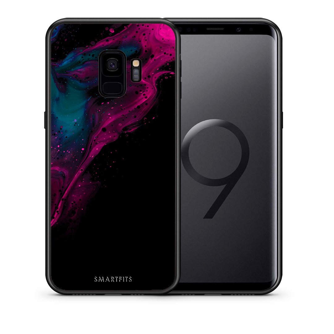 Θήκη Samsung S9 Pink Black Watercolor από τη Smartfits με σχέδιο στο πίσω μέρος και μαύρο περίβλημα | Samsung S9 Pink Black Watercolor case with colorful back and black bezels