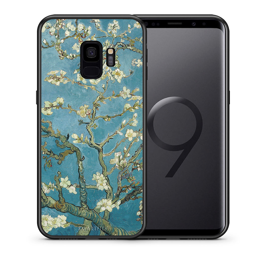 Θήκη Samsung S9 White Blossoms από τη Smartfits με σχέδιο στο πίσω μέρος και μαύρο περίβλημα | Samsung S9 White Blossoms case with colorful back and black bezels