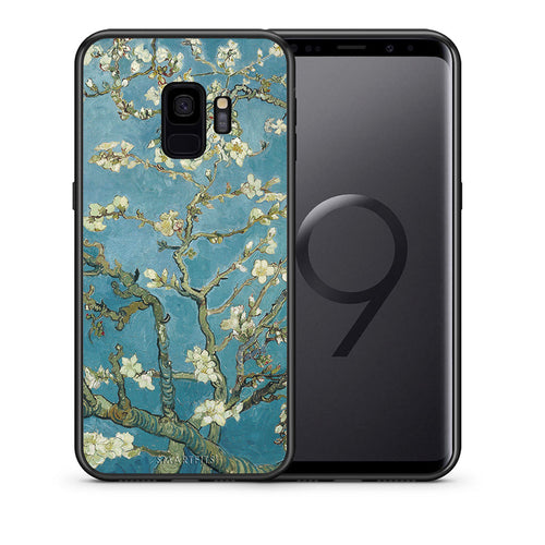Θήκη Samsung S9 White Blossoms από τη Smartfits με σχέδιο στο πίσω μέρος και μαύρο περίβλημα | Samsung S9 White Blossoms case with colorful back and black bezels