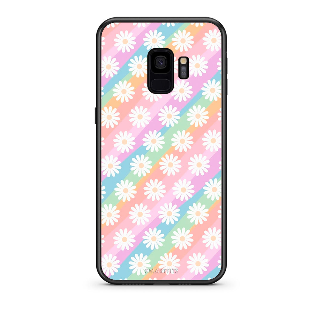 samsung s9 White Daisies θήκη από τη Smartfits με σχέδιο στο πίσω μέρος και μαύρο περίβλημα | Smartphone case with colorful back and black bezels by Smartfits