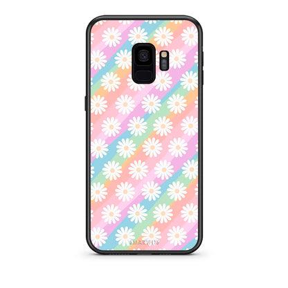 samsung s9 White Daisies θήκη από τη Smartfits με σχέδιο στο πίσω μέρος και μαύρο περίβλημα | Smartphone case with colorful back and black bezels by Smartfits