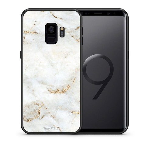 Θήκη Samsung S9 White Gold Marble από τη Smartfits με σχέδιο στο πίσω μέρος και μαύρο περίβλημα | Samsung S9 White Gold Marble case with colorful back and black bezels