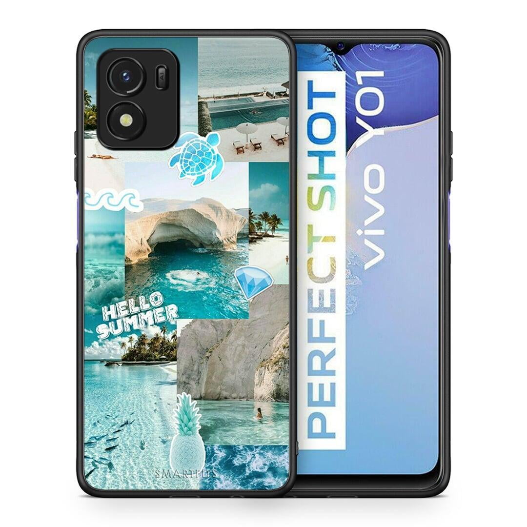 Θήκη Vivo Y01 / Y15s Aesthetic Summer από τη Smartfits με σχέδιο στο πίσω μέρος και μαύρο περίβλημα | Vivo Y01 / Y15s Aesthetic Summer case with colorful back and black bezels