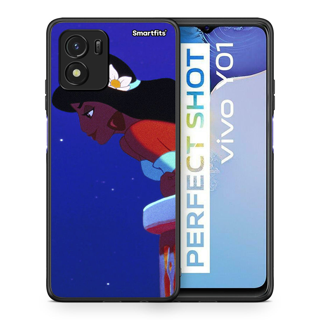 Θήκη Vivo Y01 / Y15s Alladin And Jasmine Love 2 από τη Smartfits με σχέδιο στο πίσω μέρος και μαύρο περίβλημα | Vivo Y01 / Y15s Alladin And Jasmine Love 2 case with colorful back and black bezels