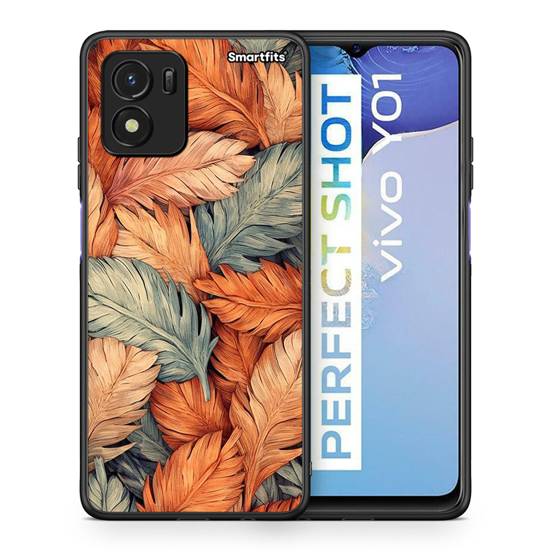 Θήκη Vivo Y01 / Y15s Autumn Leaves από τη Smartfits με σχέδιο στο πίσω μέρος και μαύρο περίβλημα | Vivo Y01 / Y15s Autumn Leaves case with colorful back and black bezels