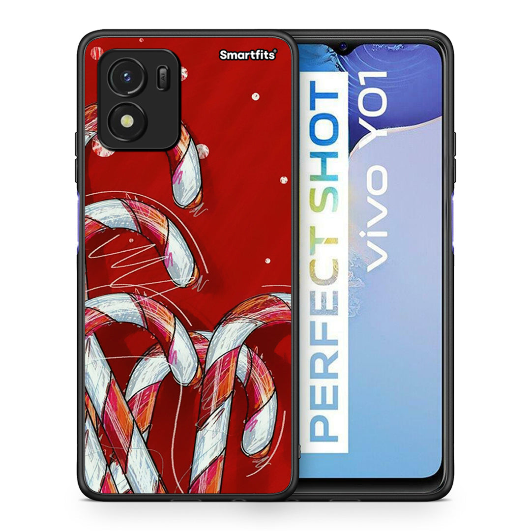 Θήκη Vivo Y01 / Y15s Candy Cane από τη Smartfits με σχέδιο στο πίσω μέρος και μαύρο περίβλημα | Vivo Y01 / Y15s Candy Cane case with colorful back and black bezels