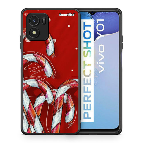 Θήκη Vivo Y01 / Y15s Candy Cane από τη Smartfits με σχέδιο στο πίσω μέρος και μαύρο περίβλημα | Vivo Y01 / Y15s Candy Cane case with colorful back and black bezels