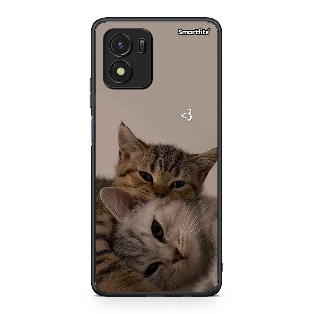 Vivo Y01 / Y15s Cats In Love θήκη από τη Smartfits με σχέδιο στο πίσω μέρος και μαύρο περίβλημα | Smartphone case with colorful back and black bezels by Smartfits