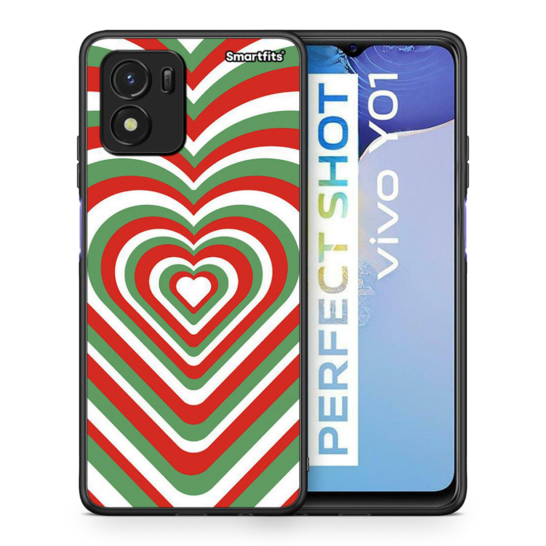 Θήκη Vivo Y01 / Y15s Christmas Hearts από τη Smartfits με σχέδιο στο πίσω μέρος και μαύρο περίβλημα | Vivo Y01 / Y15s Christmas Hearts case with colorful back and black bezels