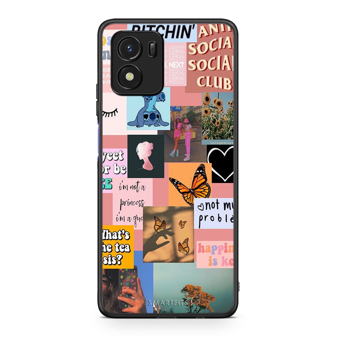 Vivo Y01 / Y15s Collage Bitchin Θήκη Αγίου Βαλεντίνου από τη Smartfits με σχέδιο στο πίσω μέρος και μαύρο περίβλημα | Smartphone case with colorful back and black bezels by Smartfits