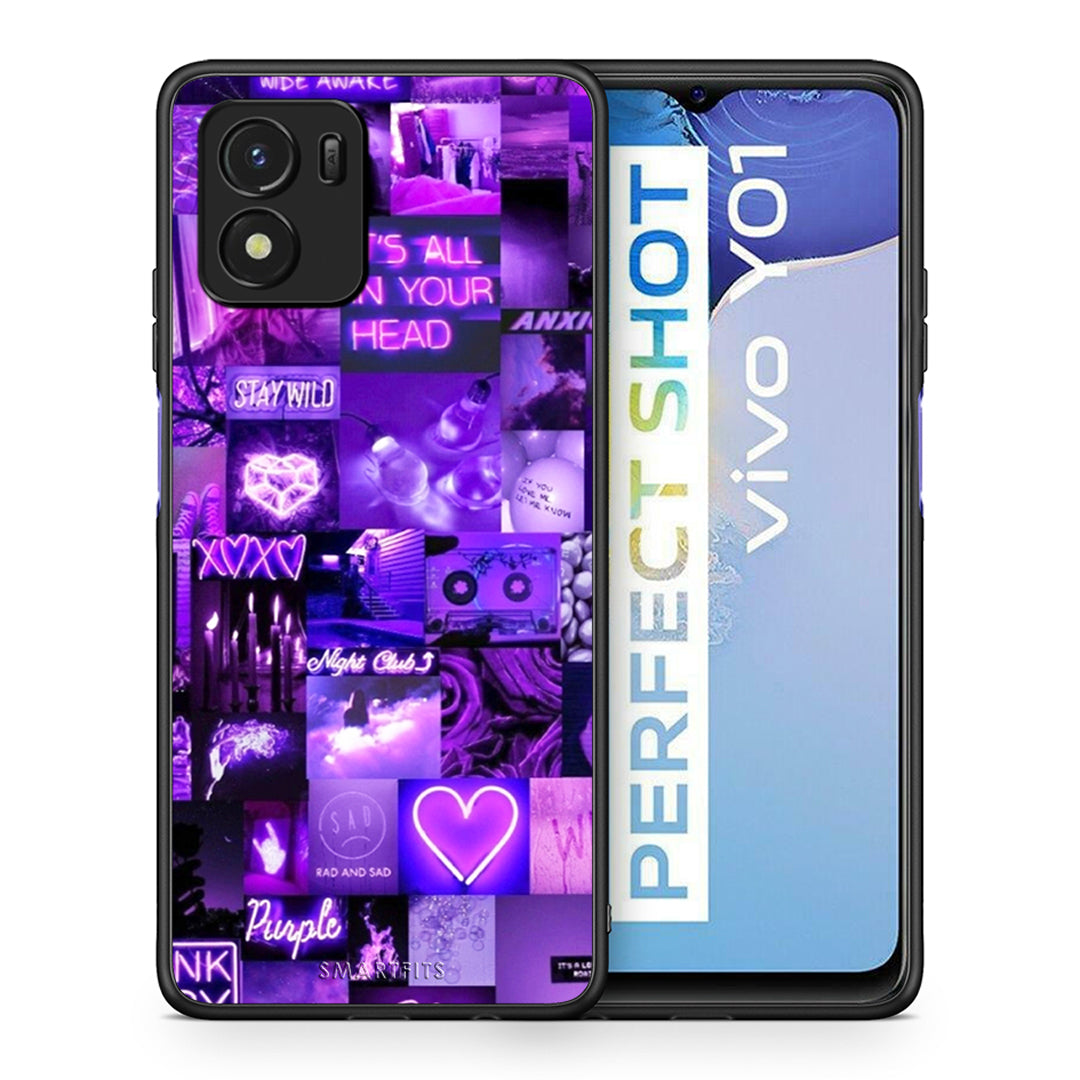 Θήκη Αγίου Βαλεντίνου Vivo Y01 / Y15s Collage Stay Wild από τη Smartfits με σχέδιο στο πίσω μέρος και μαύρο περίβλημα | Vivo Y01 / Y15s Collage Stay Wild case with colorful back and black bezels