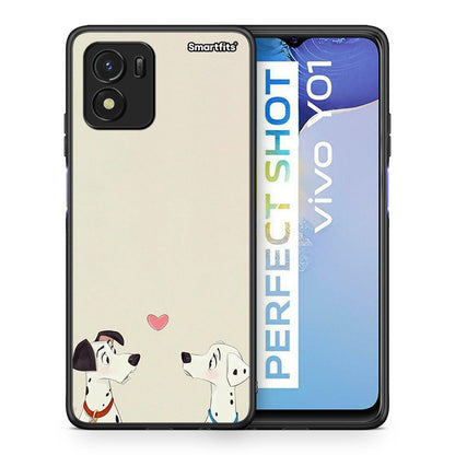 Θήκη Vivo Y01 / Y15s Dalmatians Love από τη Smartfits με σχέδιο στο πίσω μέρος και μαύρο περίβλημα | Vivo Y01 / Y15s Dalmatians Love case with colorful back and black bezels