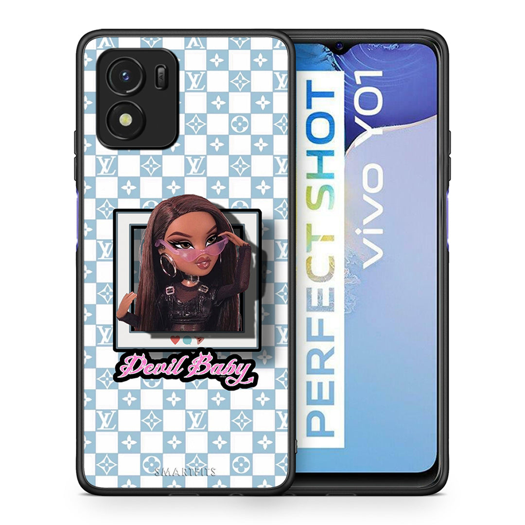 Θήκη Αγίου Βαλεντίνου Vivo Y01 / Y15s Devil Baby από τη Smartfits με σχέδιο στο πίσω μέρος και μαύρο περίβλημα | Vivo Y01 / Y15s Devil Baby case with colorful back and black bezels