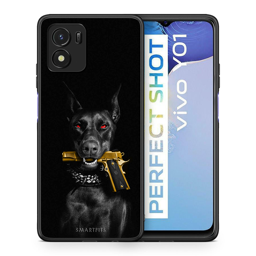 Θήκη Αγίου Βαλεντίνου Vivo Y01 / Y15s Golden Gun από τη Smartfits με σχέδιο στο πίσω μέρος και μαύρο περίβλημα | Vivo Y01 / Y15s Golden Gun case with colorful back and black bezels