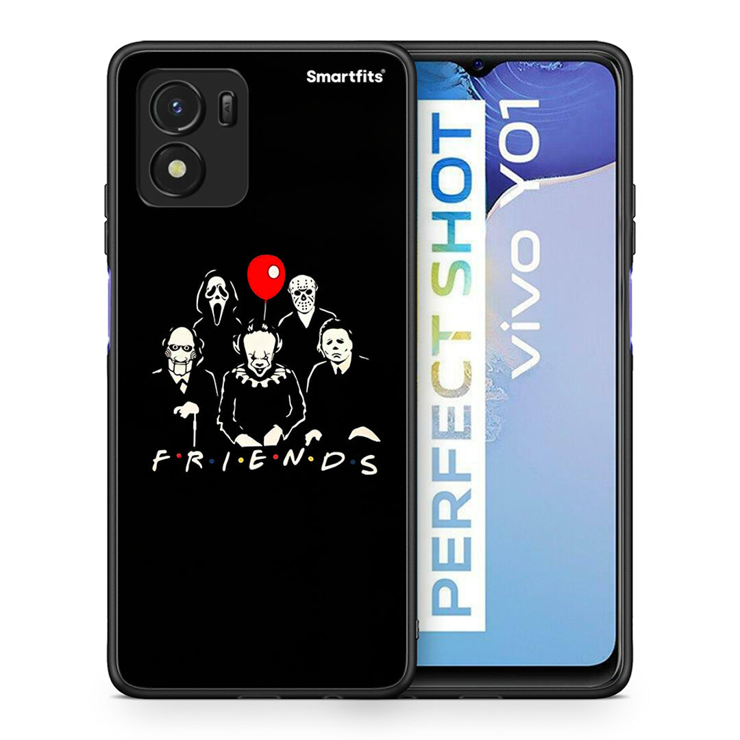 Θήκη Vivo Y01 / Y15s Halloween Friends από τη Smartfits με σχέδιο στο πίσω μέρος και μαύρο περίβλημα | Vivo Y01 / Y15s Halloween Friends case with colorful back and black bezels