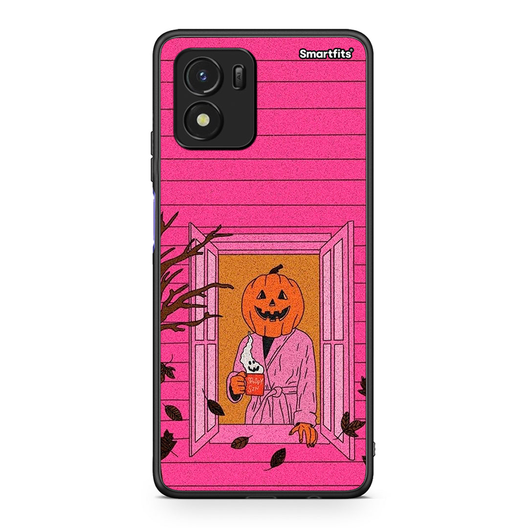 Vivo Y01 / Y15s Halloween Pumpkin Lady θήκη από τη Smartfits με σχέδιο στο πίσω μέρος και μαύρο περίβλημα | Smartphone case with colorful back and black bezels by Smartfits