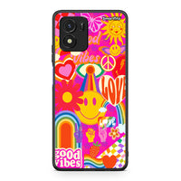Thumbnail for Vivo Y01 / Y15s Hippie Love θήκη από τη Smartfits με σχέδιο στο πίσω μέρος και μαύρο περίβλημα | Smartphone case with colorful back and black bezels by Smartfits