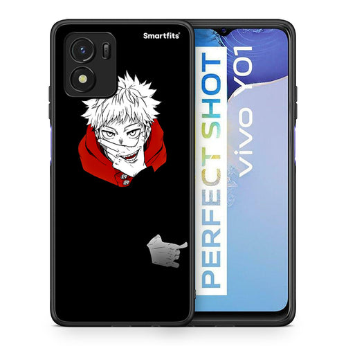 Θήκη Vivo Y01 / Y15s Itadori Anime από τη Smartfits με σχέδιο στο πίσω μέρος και μαύρο περίβλημα | Vivo Y01 / Y15s Itadori Anime case with colorful back and black bezels
