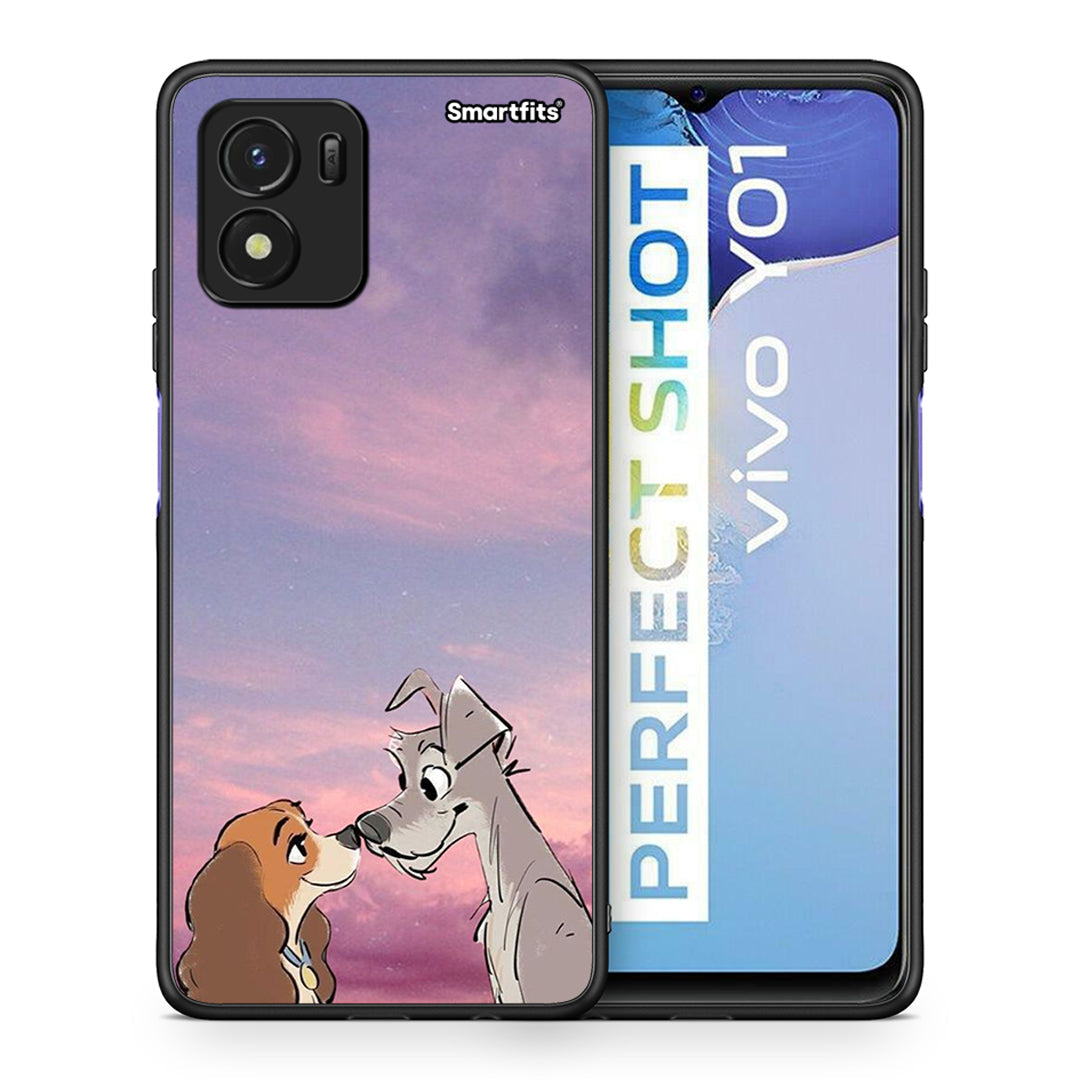 Θήκη Vivo Y01 / Y15s Lady And Tramp από τη Smartfits με σχέδιο στο πίσω μέρος και μαύρο περίβλημα | Vivo Y01 / Y15s Lady And Tramp case with colorful back and black bezels