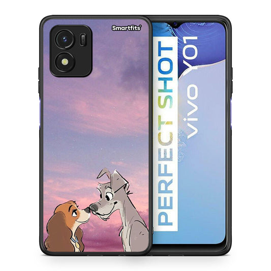 Θήκη Vivo Y01 / Y15s Lady And Tramp από τη Smartfits με σχέδιο στο πίσω μέρος και μαύρο περίβλημα | Vivo Y01 / Y15s Lady And Tramp case with colorful back and black bezels