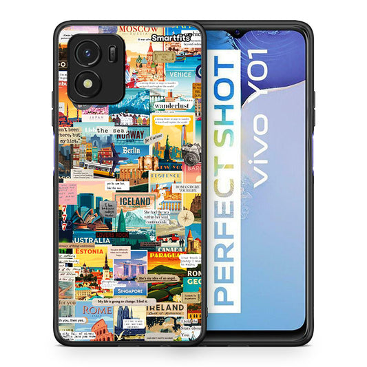 Θήκη Vivo Y01 / Y15s Live To Travel από τη Smartfits με σχέδιο στο πίσω μέρος και μαύρο περίβλημα | Vivo Y01 / Y15s Live To Travel case with colorful back and black bezels