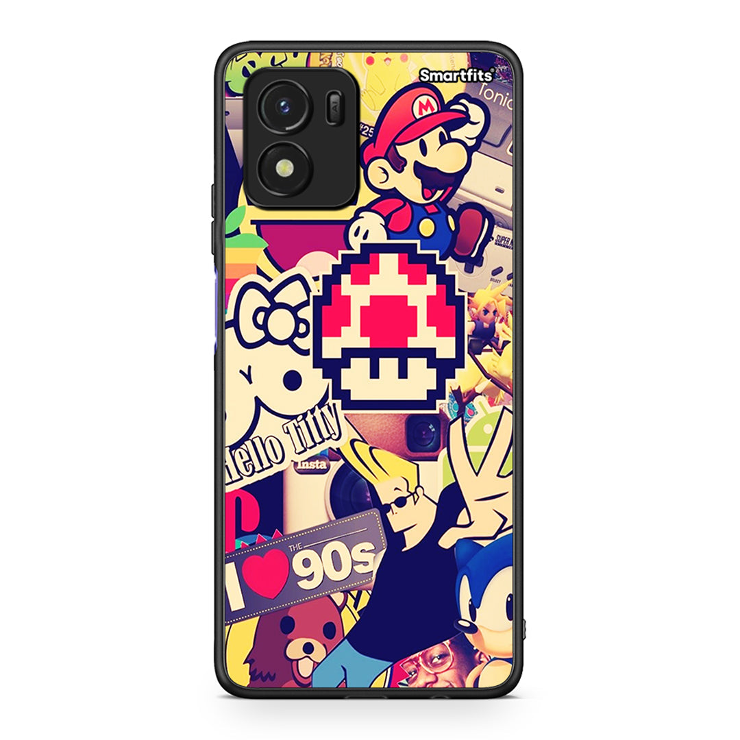 Vivo Y01 / Y15s Love The 90s θήκη από τη Smartfits με σχέδιο στο πίσω μέρος και μαύρο περίβλημα | Smartphone case with colorful back and black bezels by Smartfits