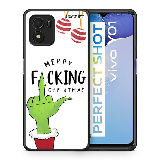 Θήκη Vivo Y01 / Y15s Merry F Xmas από τη Smartfits με σχέδιο στο πίσω μέρος και μαύρο περίβλημα | Vivo Y01 / Y15s Merry F Xmas case with colorful back and black bezels