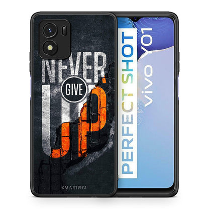 Θήκη Αγίου Βαλεντίνου Vivo Y01 / Y15s Never Give Up από τη Smartfits με σχέδιο στο πίσω μέρος και μαύρο περίβλημα | Vivo Y01 / Y15s Never Give Up case with colorful back and black bezels
