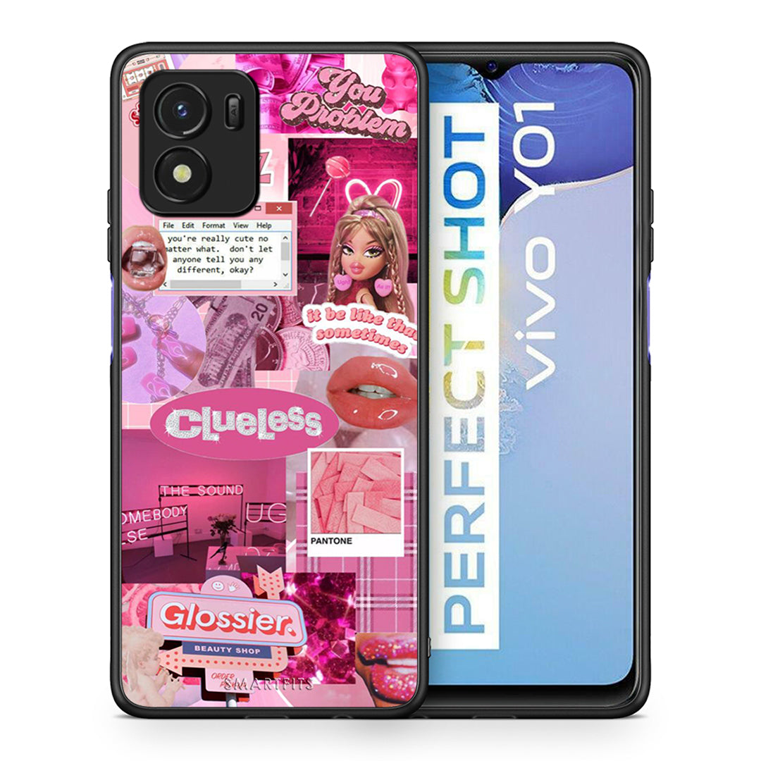 Θήκη Αγίου Βαλεντίνου Vivo Y01 / Y15s Pink Love από τη Smartfits με σχέδιο στο πίσω μέρος και μαύρο περίβλημα | Vivo Y01 / Y15s Pink Love case with colorful back and black bezels