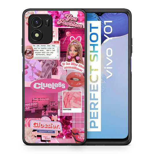 Θήκη Αγίου Βαλεντίνου Vivo Y01 / Y15s Pink Love από τη Smartfits με σχέδιο στο πίσω μέρος και μαύρο περίβλημα | Vivo Y01 / Y15s Pink Love case with colorful back and black bezels
