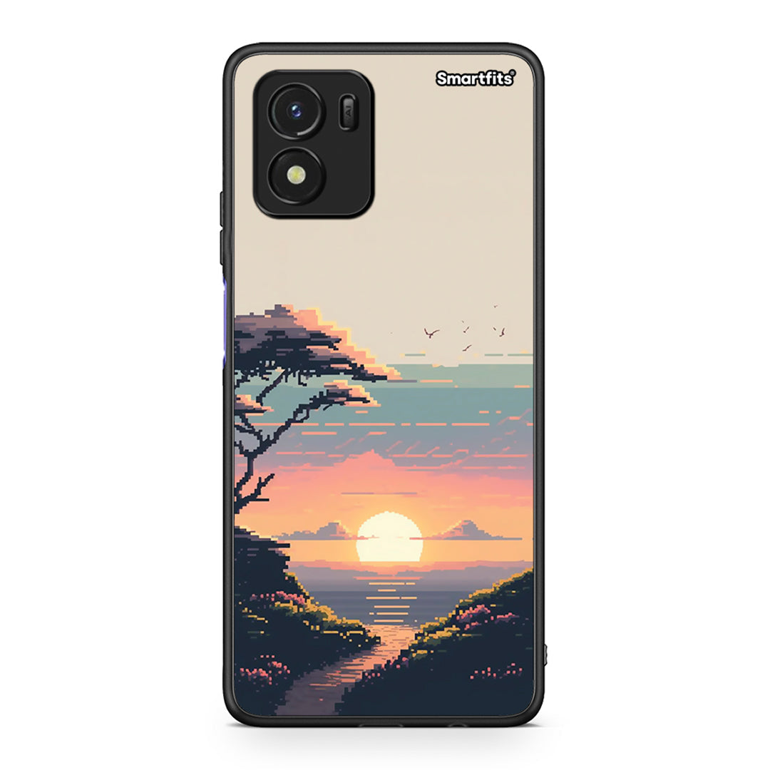 Vivo Y01 / Y15s Pixel Sunset θήκη από τη Smartfits με σχέδιο στο πίσω μέρος και μαύρο περίβλημα | Smartphone case with colorful back and black bezels by Smartfits