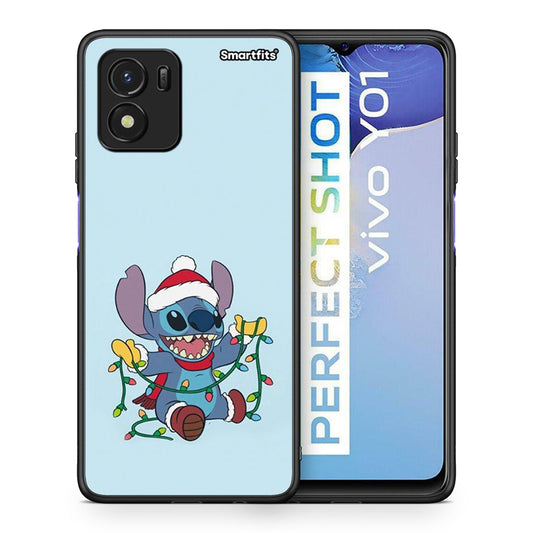 Θήκη Vivo Y01 / Y15s Santa Stich από τη Smartfits με σχέδιο στο πίσω μέρος και μαύρο περίβλημα | Vivo Y01 / Y15s Santa Stich case with colorful back and black bezels