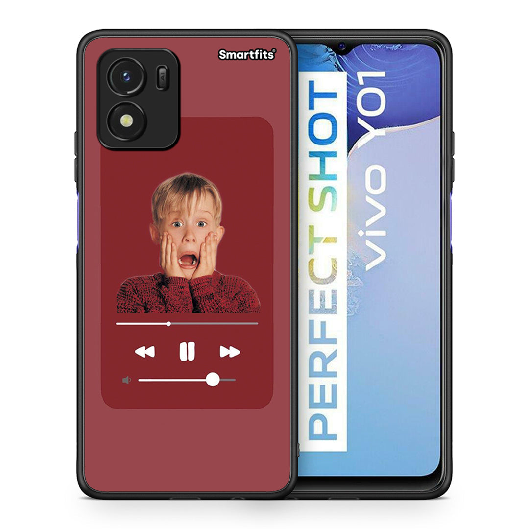 Θήκη Vivo Y01 / Y15s Xmas Alone Music από τη Smartfits με σχέδιο στο πίσω μέρος και μαύρο περίβλημα | Vivo Y01 / Y15s Xmas Alone Music case with colorful back and black bezels