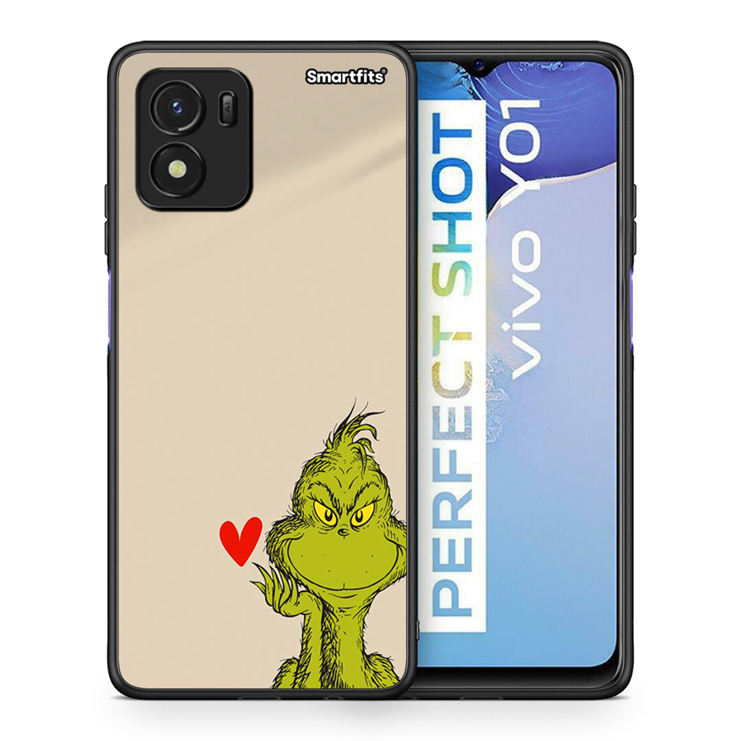 Θήκη Vivo Y01 / Y15s Xmas Grinch από τη Smartfits με σχέδιο στο πίσω μέρος και μαύρο περίβλημα | Vivo Y01 / Y15s Xmas Grinch case with colorful back and black bezels