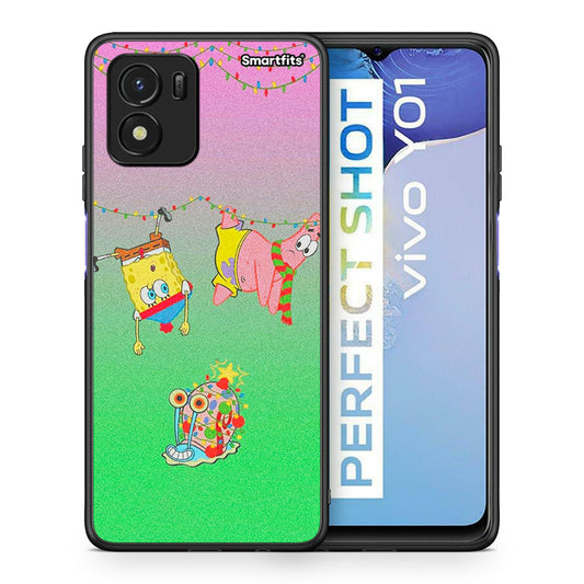 Θήκη Vivo Y01 / Y15s Xmas Lights από τη Smartfits με σχέδιο στο πίσω μέρος και μαύρο περίβλημα | Vivo Y01 / Y15s Xmas Lights case with colorful back and black bezels