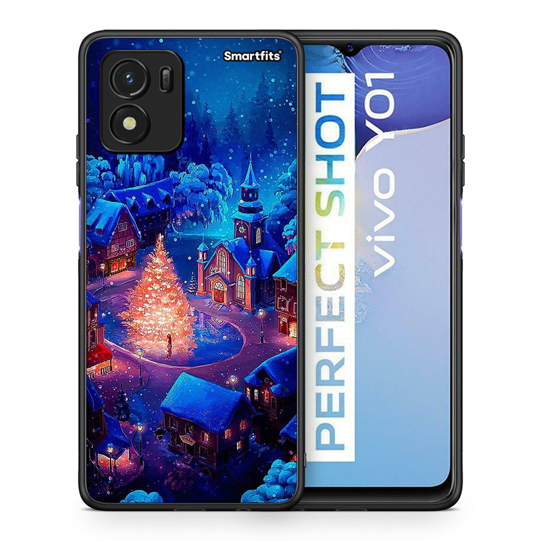 Θήκη Vivo Y01 / Y15s Xmas Village από τη Smartfits με σχέδιο στο πίσω μέρος και μαύρο περίβλημα | Vivo Y01 / Y15s Xmas Village case with colorful back and black bezels