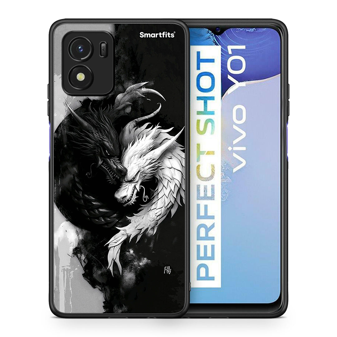 Θήκη Vivo Y01 / Y15s Yin Yang από τη Smartfits με σχέδιο στο πίσω μέρος και μαύρο περίβλημα | Vivo Y01 / Y15s Yin Yang case with colorful back and black bezels