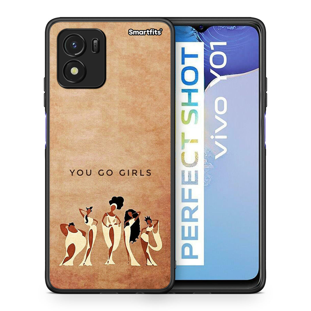 Θήκη Vivo Y01 / Y15s You Go Girl από τη Smartfits με σχέδιο στο πίσω μέρος και μαύρο περίβλημα | Vivo Y01 / Y15s You Go Girl case with colorful back and black bezels