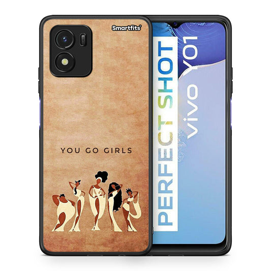 Θήκη Vivo Y01 / Y15s You Go Girl από τη Smartfits με σχέδιο στο πίσω μέρος και μαύρο περίβλημα | Vivo Y01 / Y15s You Go Girl case with colorful back and black bezels