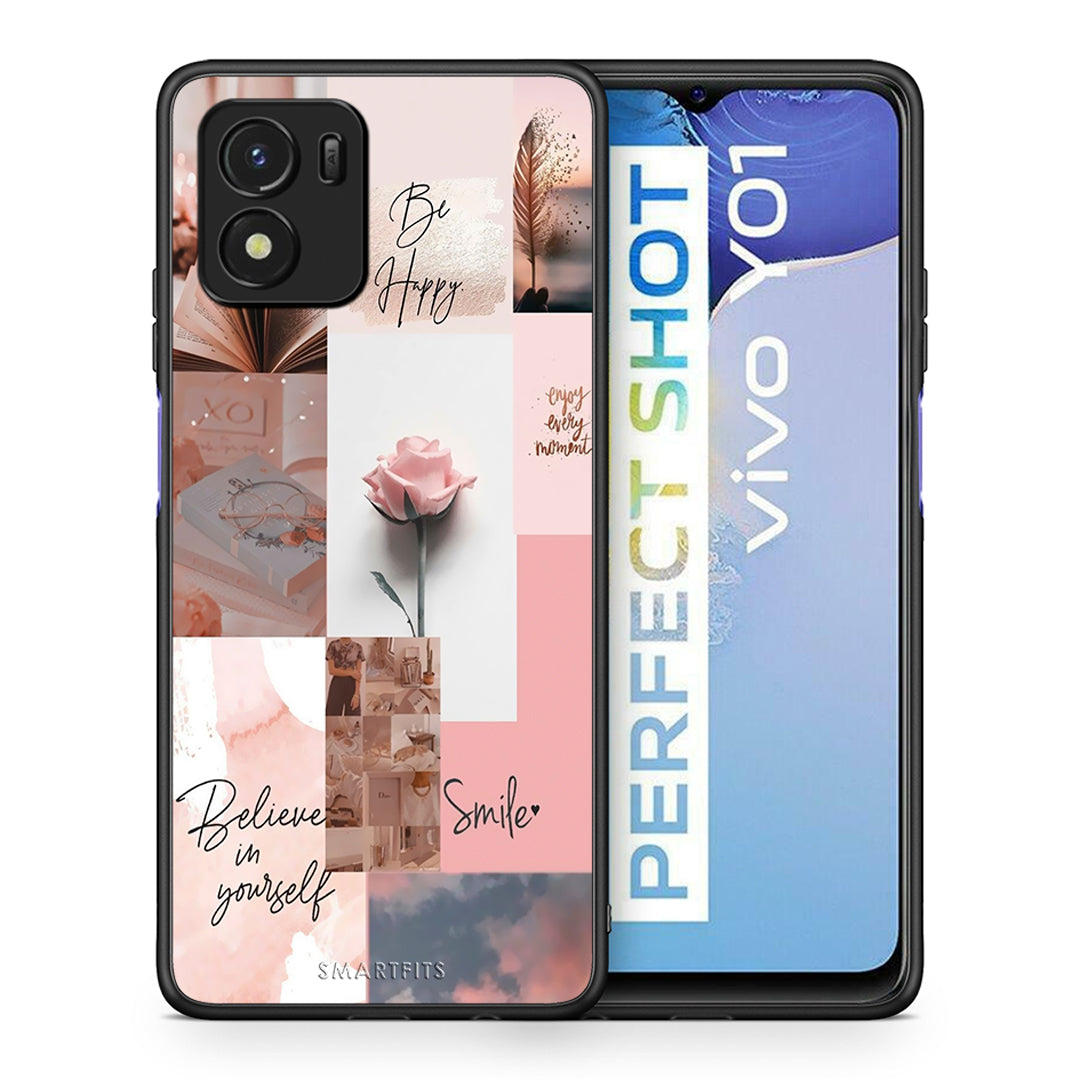 Θήκη Vivo Y01 / Y15s Aesthetic Collage από τη Smartfits με σχέδιο στο πίσω μέρος και μαύρο περίβλημα | Vivo Y01 / Y15s Aesthetic Collage case with colorful back and black bezels