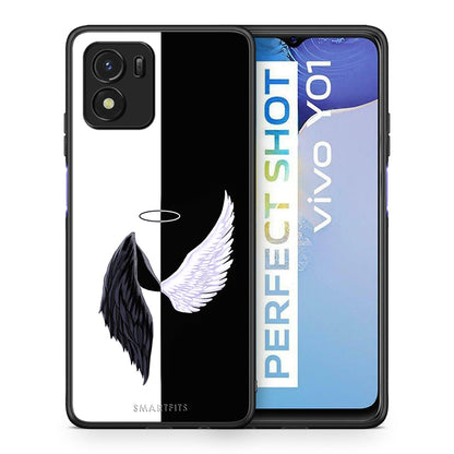 Θήκη Vivo Y01 / Y15s Angels Demons από τη Smartfits με σχέδιο στο πίσω μέρος και μαύρο περίβλημα | Vivo Y01 / Y15s Angels Demons case with colorful back and black bezels