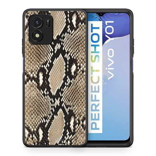 Θήκη Vivo Y01 / Y15s Fashion Snake Animal από τη Smartfits με σχέδιο στο πίσω μέρος και μαύρο περίβλημα | Vivo Y01 / Y15s Fashion Snake Animal case with colorful back and black bezels