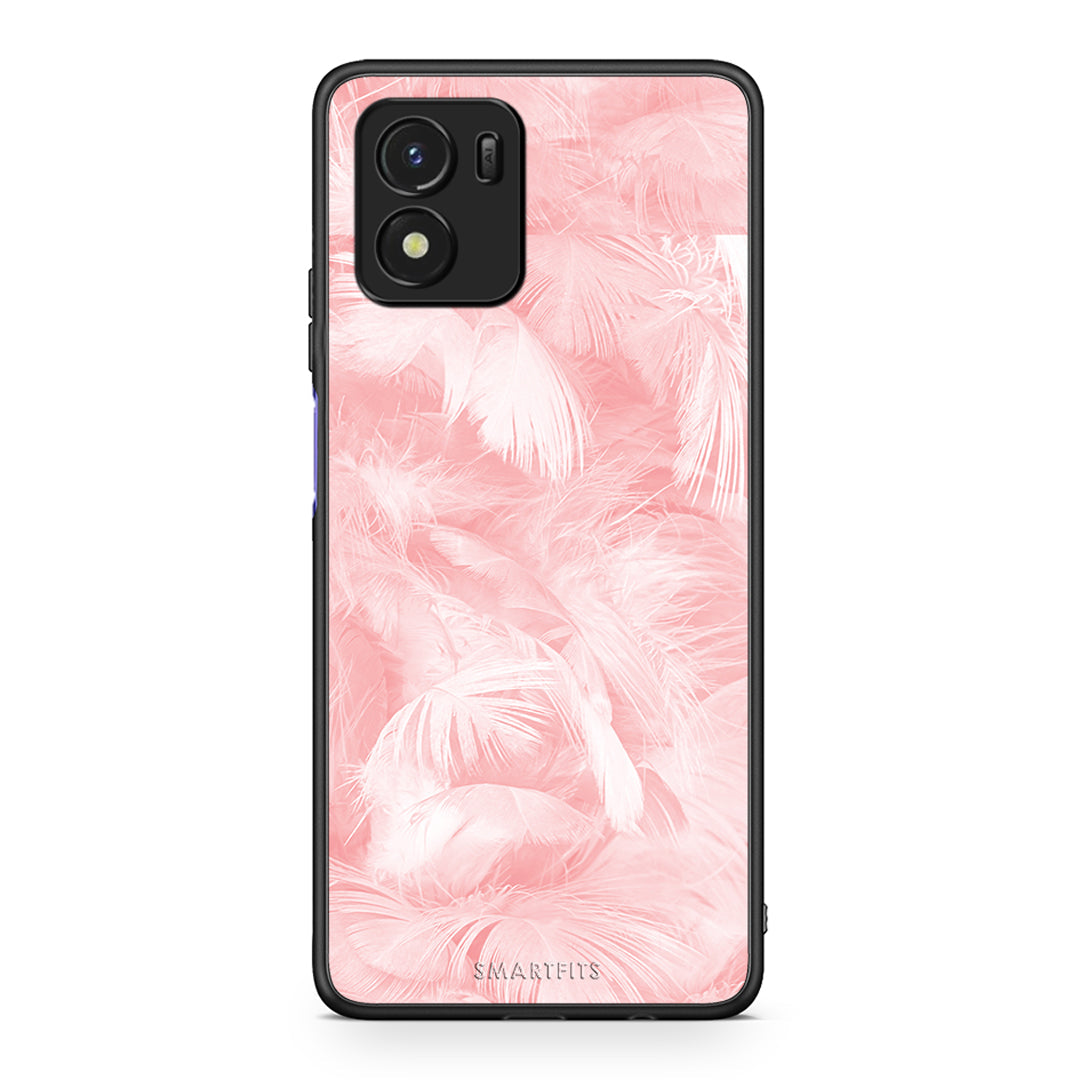 33 - Vivo Y01 / Y15s Pink Feather Boho case, cover, bumper